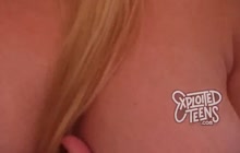 Tall leggy blonde with D-cup tits makes her first fuck video